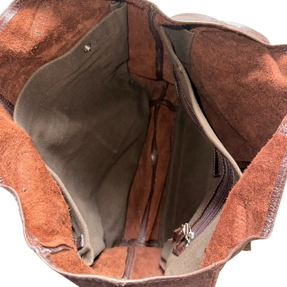 Ellington Dark Brown Leather Tote Bag Boho Distressed - Picture 9 of 14